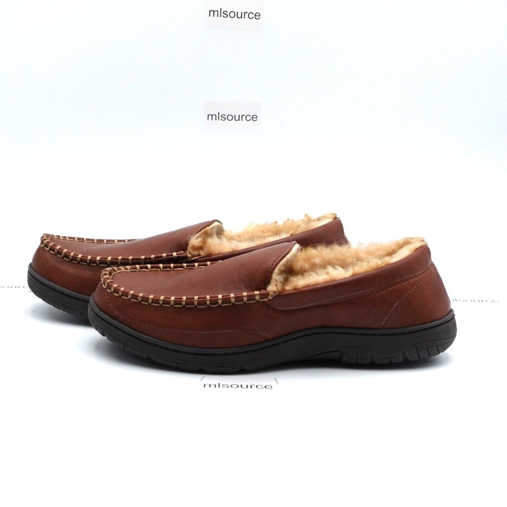 NEW 32 Degrees Venetian Faux Leather Moccasin Slippers 71WT670049 Brown